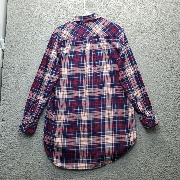 L.O.G.G. Long Shirt Womens Size 10 Multi Plaid Long Sleeve Collared Button Down - Picture 2 of 8